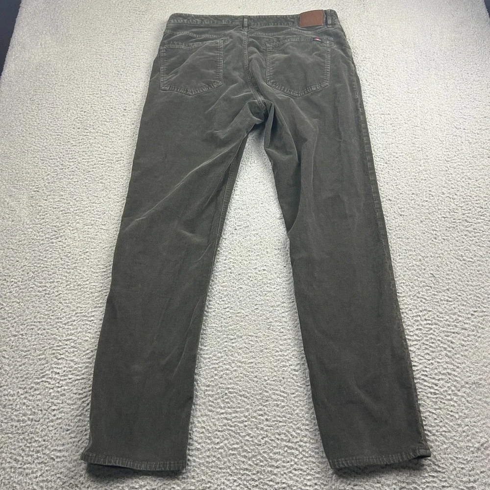 Faherty Pants Mens 34 Green Stretch Corduroy 5 Pocket Slim Tailored